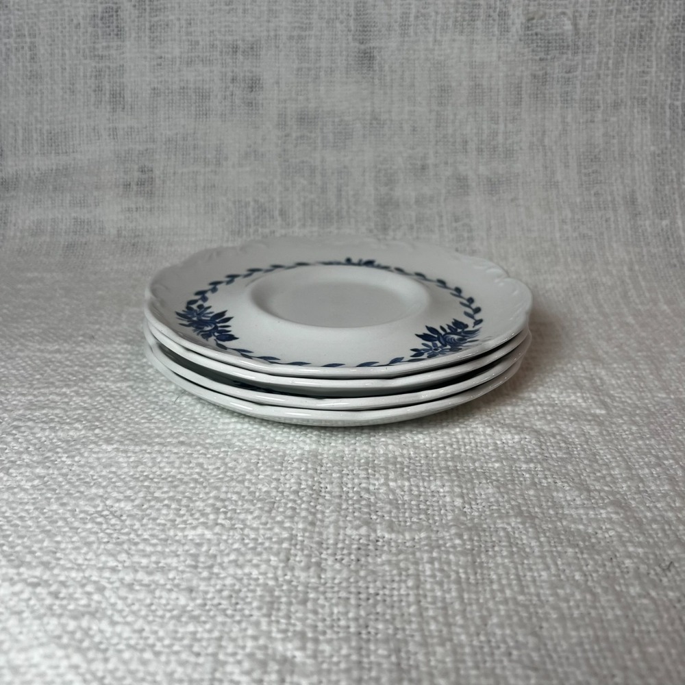 Vintage J.‎ & G. Meakin Ironstone China Tea Saucer Set 4 Dresden Blue 5.5" Plate - Picture 2 of 7